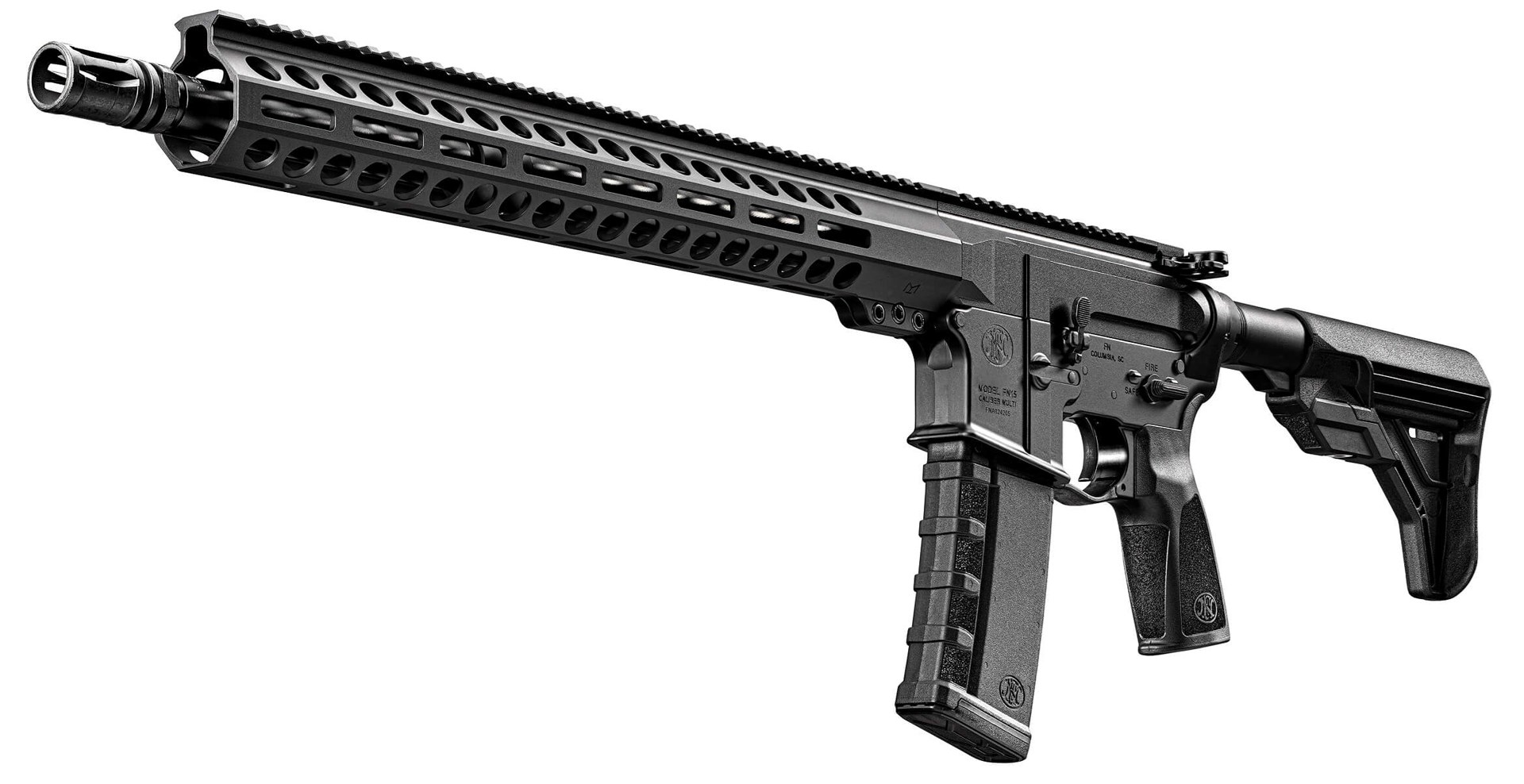 FN America FN 15 Guardian rifle left-side view dynamic angle gun black ar-15