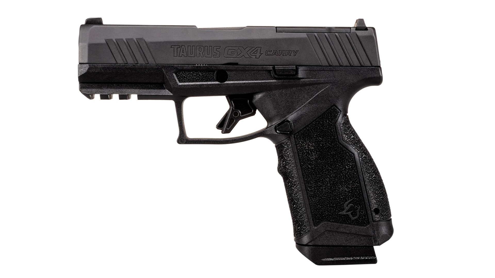 Left side of the all-black Taurus GX4 Carry pistol.