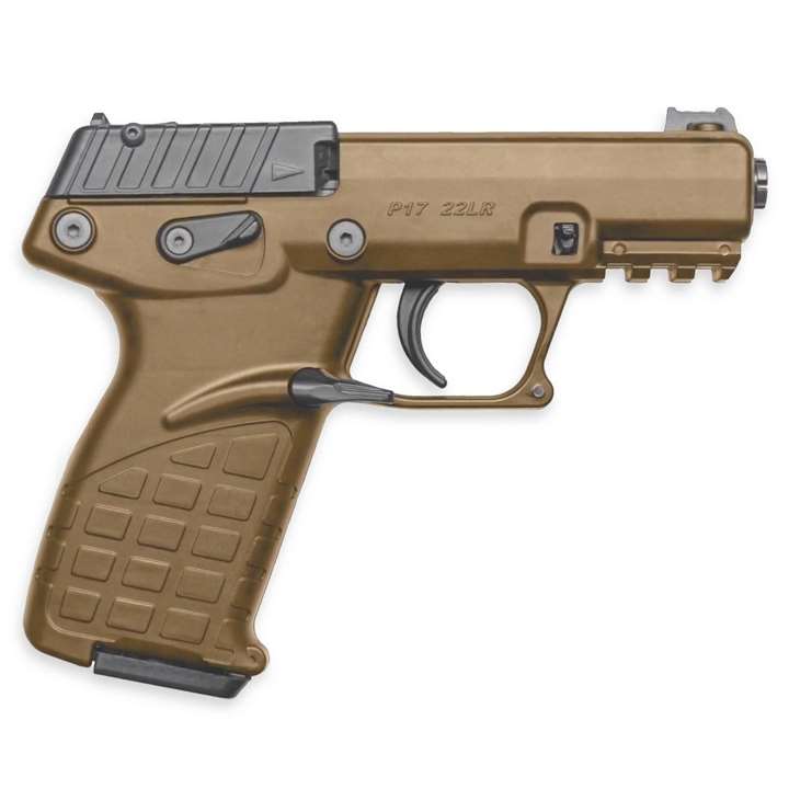 Right-side view of green P17 pistol on white background.