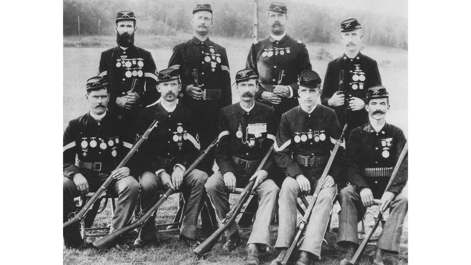1889 U.S. Army Rifle Team with their Trapdoor Springfield Rifles. National Archives