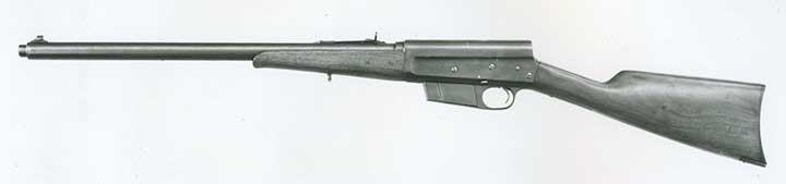 Black-and-white photo showing the left side of a Remington Model 8.