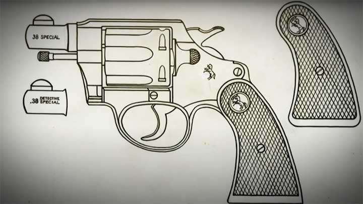 A diagram illustrating the difference between the &quot;square butt&quot; and &quot;round butt&quot; versions of the Colt Detective Special.