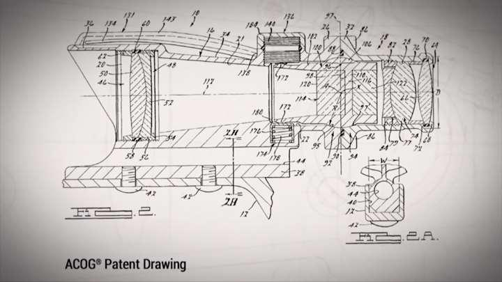 Patent drawing of an ACOG optic.