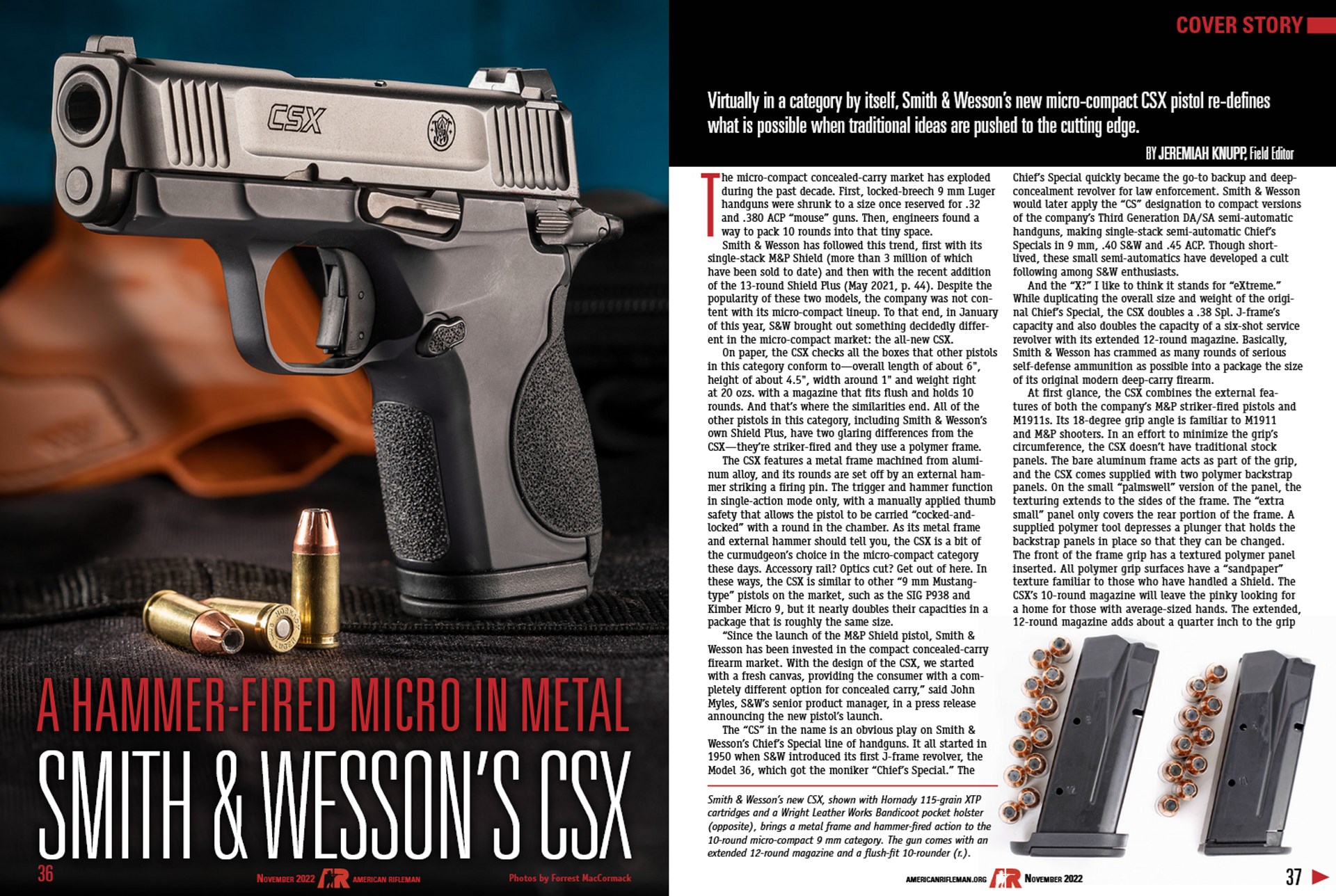 A hammer-fired Micro In Metal smith & wesson's csx article magazine screenshot centerfold gun pistol