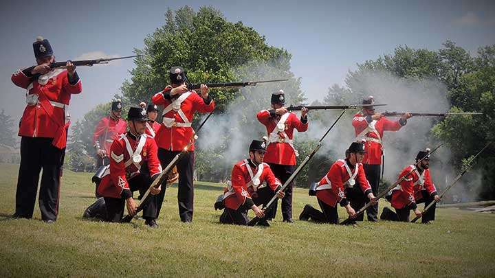 The typical look of British and Canadian soldiers during the Fenian Raid armed with the British P1853 Enfield .577-cal. rifle-musket.