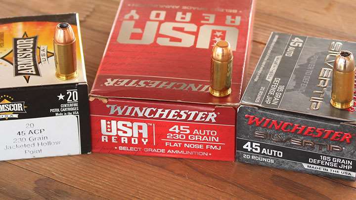 The .45 ACP ammunition used in testing of the BBR 3.10.