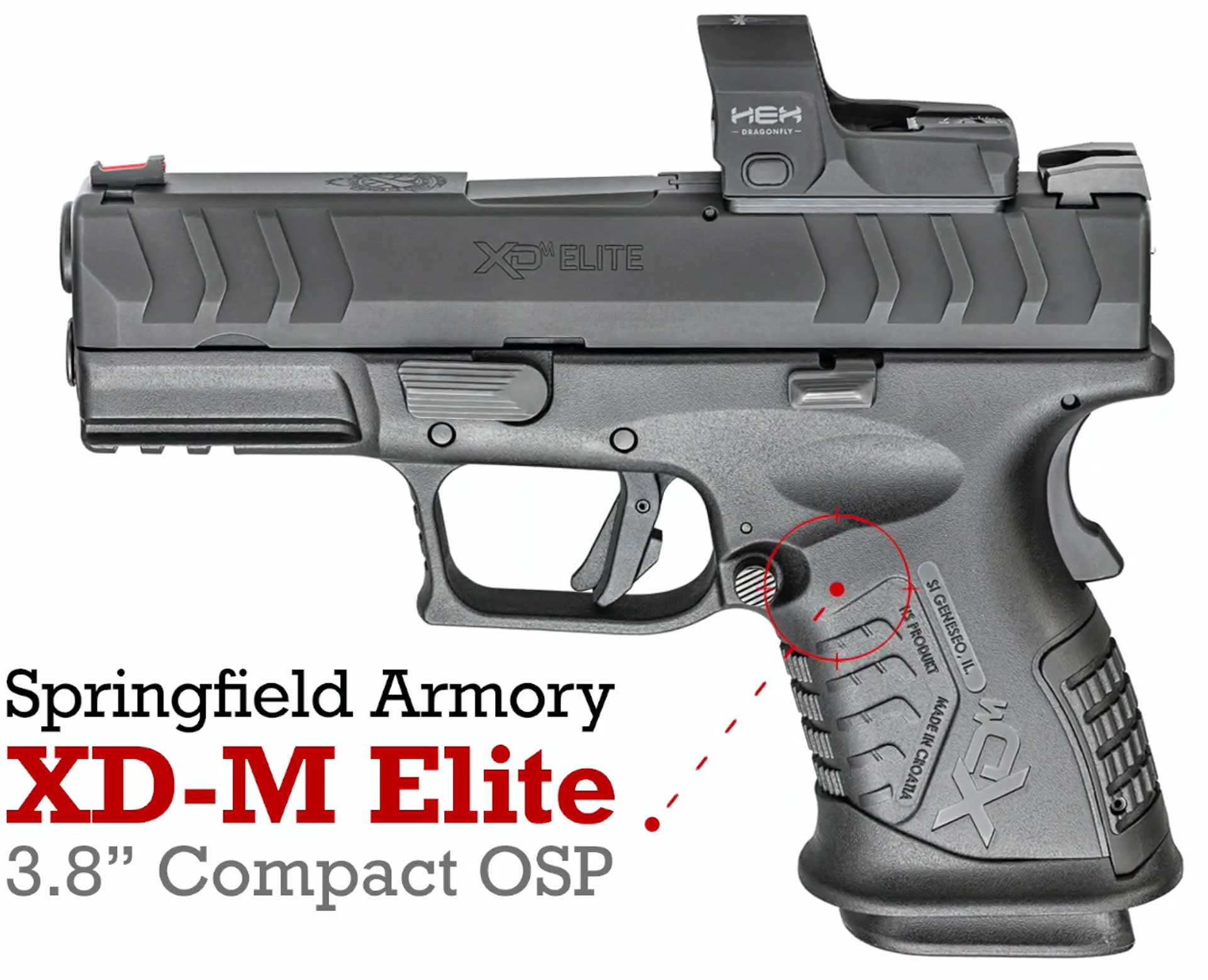 Springfield Armory XD-M Elite 3.8" Compact OSP black handgun pistol optic left-side view