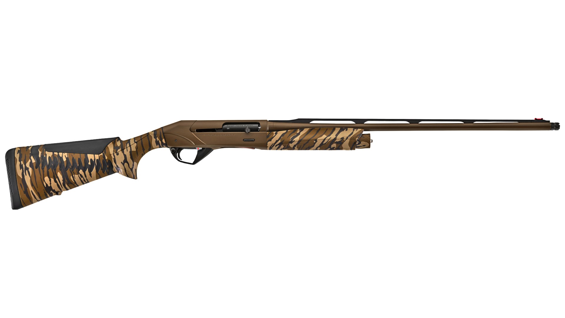 Benelli Super Black Eagle 3 shotgun with a Mossy Oak Bottomland Original camouflage finish.