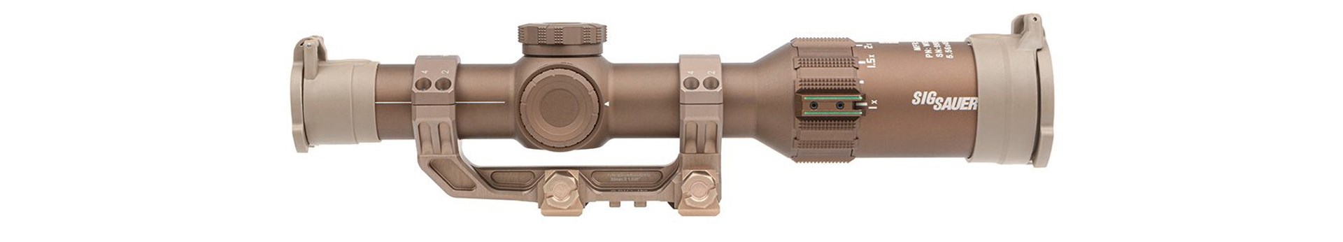 sig sauer tango6t optic riflescope lpvo left-side image brown scope with alpha4 mount attached
