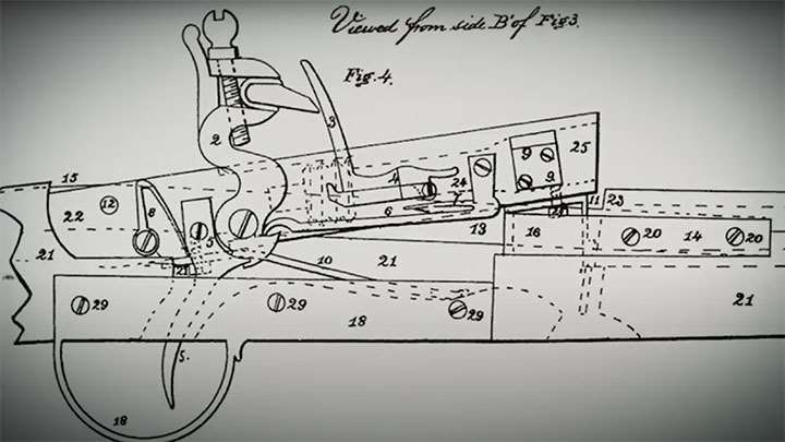 A diagram illustrating the raising breech block designed by John Hall and used in his rifles and carbines.