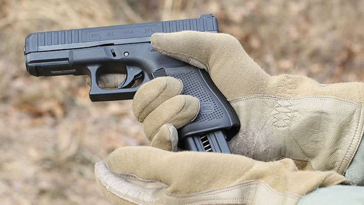 All controls and components of the Glock 44 exactly duplicate those of a centerfire Glock.