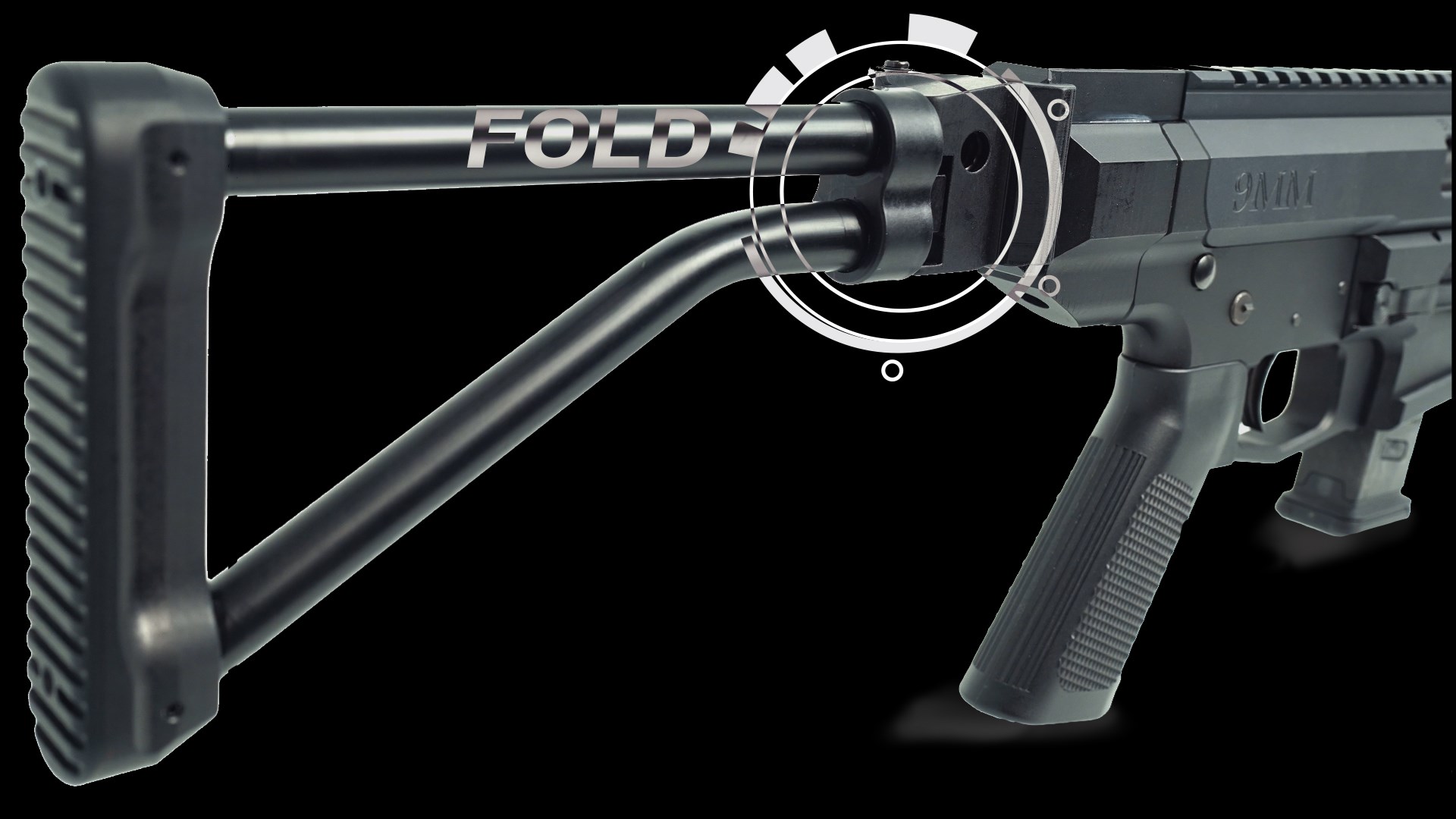 Stock attachment point of Bear Creek Arsenal's bufferless 9mm carbine design.