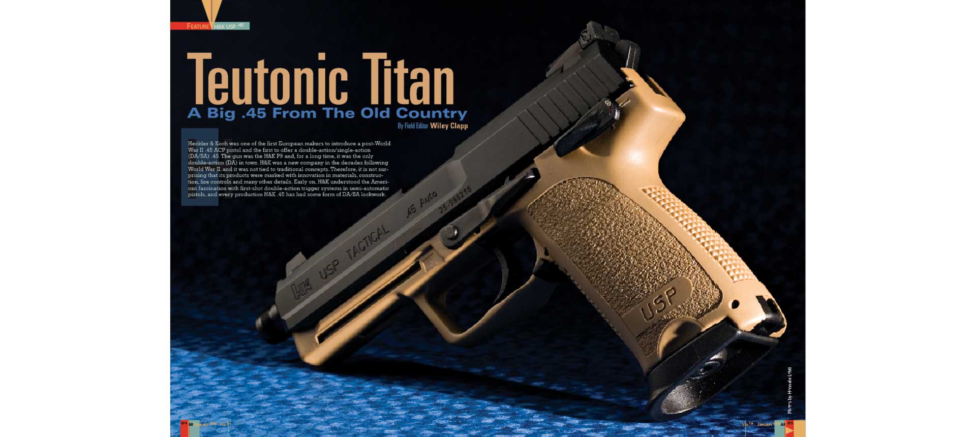 H&K USP Tactical left-side view FDE frame pistol handgun magazine layout centerfold text