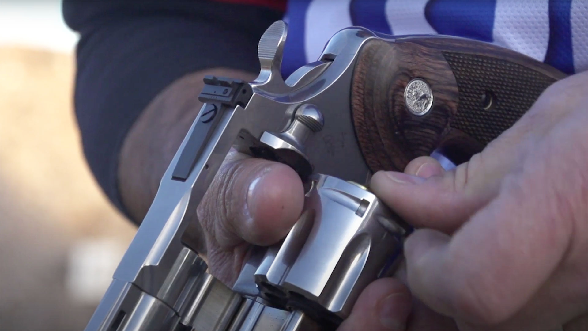 A close up view of a Python with the cylinder opened and in the process of loading.