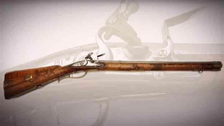 A flintlock Jeager Rifle used in Western Europe during the 17th Century.