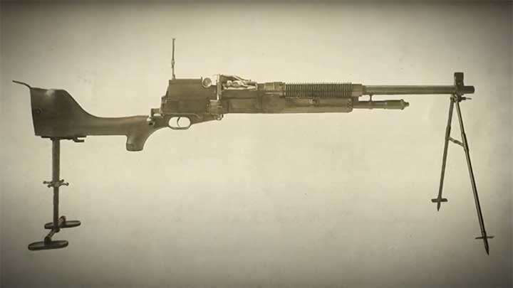 The French designed M1909 &quot;Benet Marcie&quot; light machine gun.