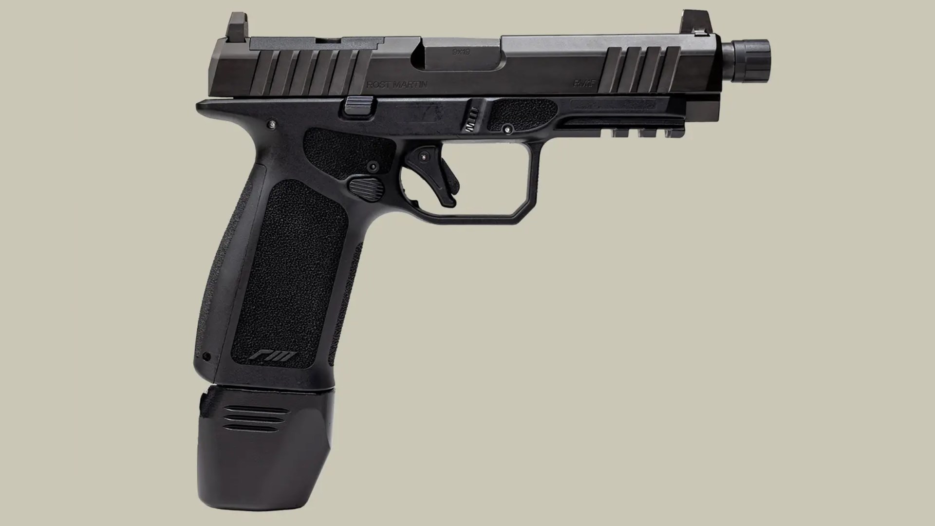 The RM1F Tactical has an extended and threaded barrel, suppressor-height sights, and an extended 24-round magazine.