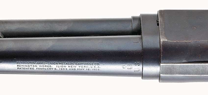 Magazine tubes of the 3,500 Remington Model 10 trench guns obtained by the government during the war bear ordnance markings.