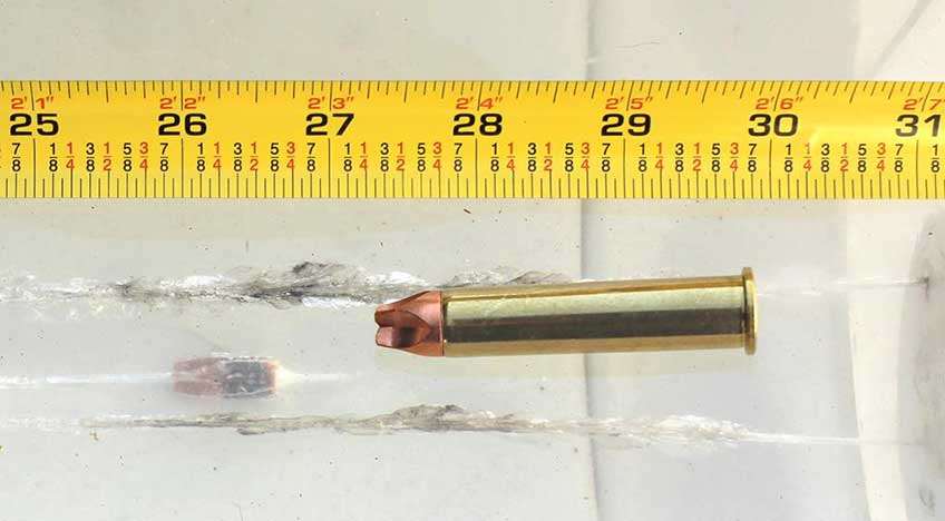 ammunition ballistic study test gelatin ruler penetration cartridge ammo box buffalo bore .45-70 Gov&#x27;t