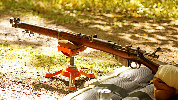 An Ulster Galilean optical sight system mounted on a SMLE, note how it is offset from the iron sights.