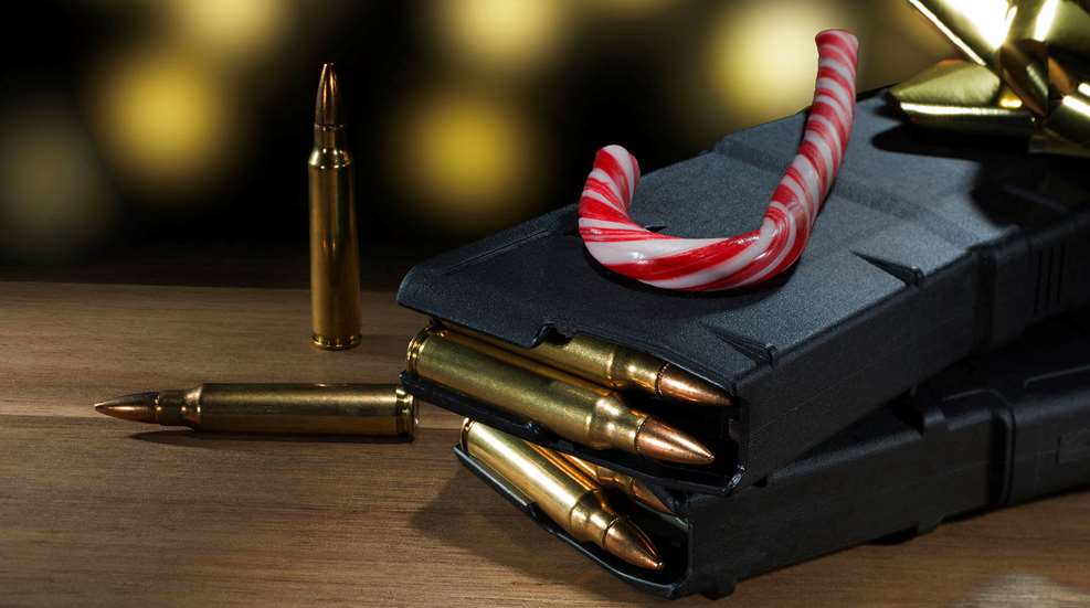 AR-15 magazine ammunition loaded bullets candycane resting on top