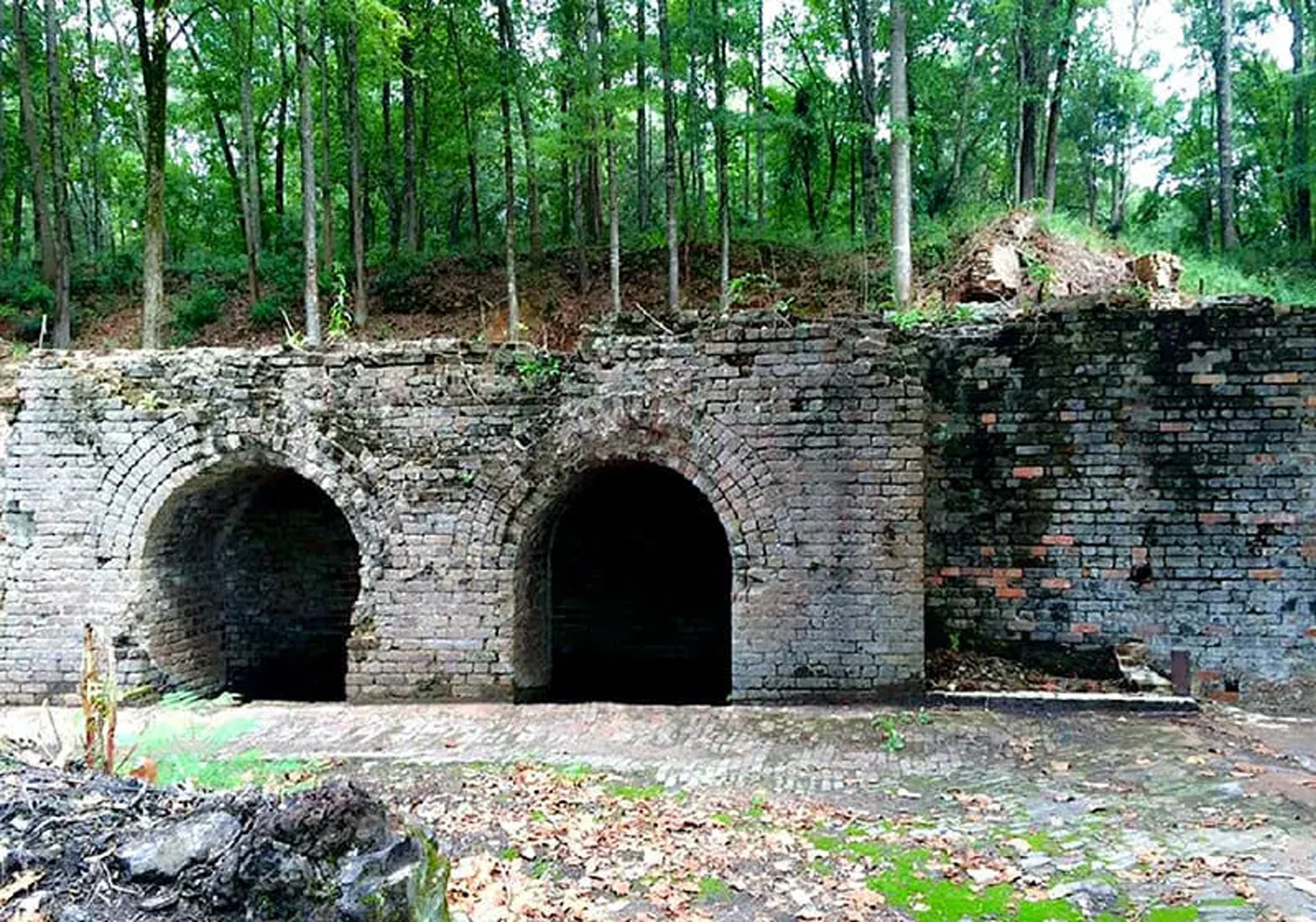 Shelby Iron Works furnaces ruins gun manufactory stone block hillside outdoors