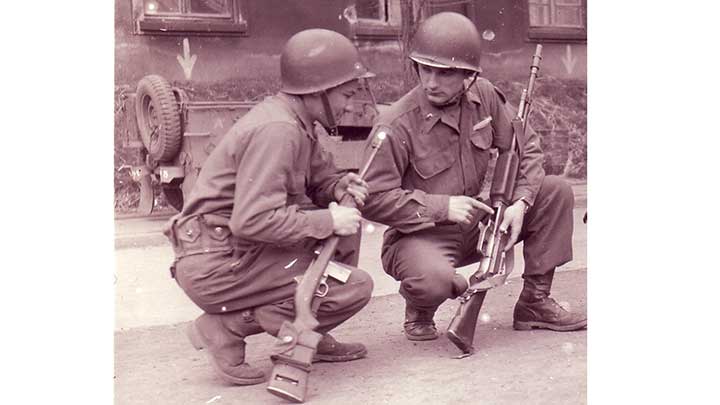 A young G.I. receives on-the-job training on the Browning Automatic Rifle in Cologne.