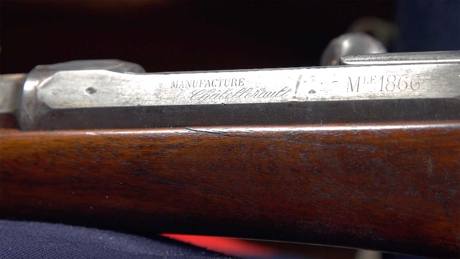 Left-side receiver markings on the Model 1866 Chassepot rifle.
