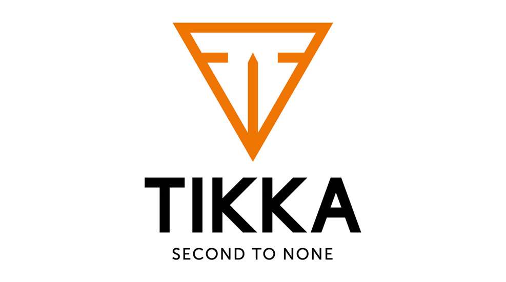 Tikka brand logo orange triangle text second to none slogan