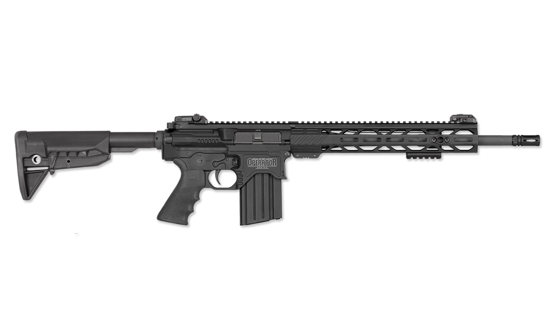 Rock River Arms DMR Operator right side shown on white.