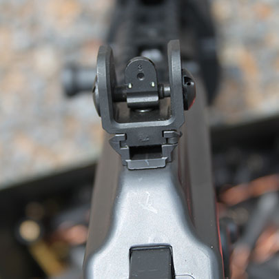 Galil ACE iron sights are enhanced with tritium inserts for night use.