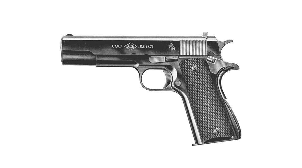 left side drawing pistol handgun semi-automatic colt ace 22 LR