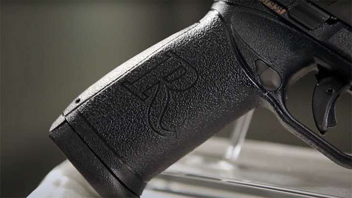The subdued grip texturing on the RP45 and back strap area.