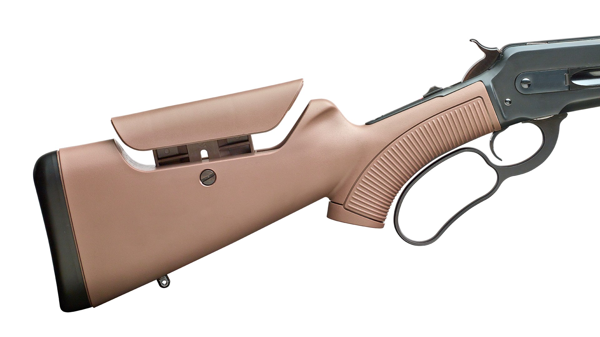 The adjustable comb of the Pedersoli Model 86/71 Droptine lever-action rifle.
