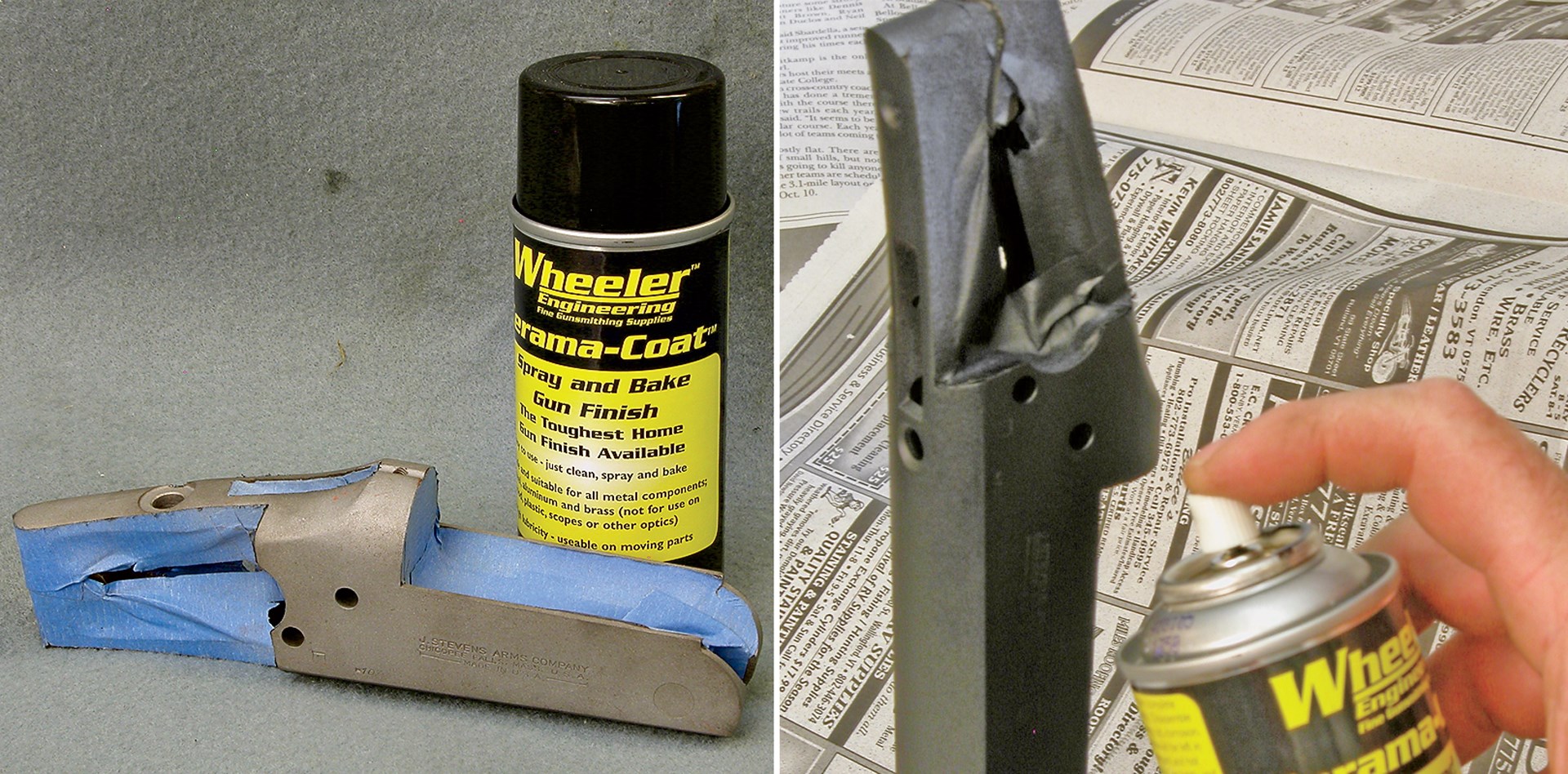wheeler engineering firearm coating preperation taping painting shotgun receiver