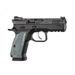 CZ USA Shadow 2 Compact optic-ready pistol right-side view black gun silver grips white background