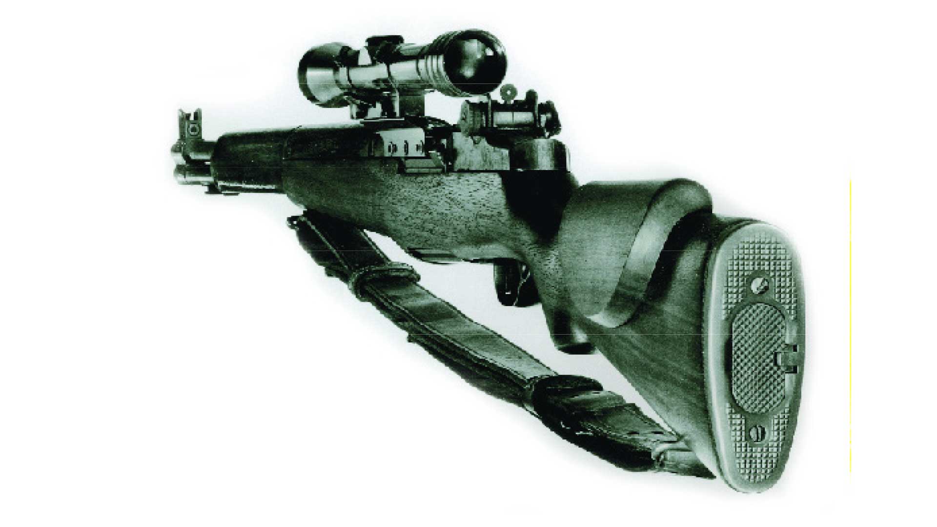 rifle wood gun stock scope leather sling