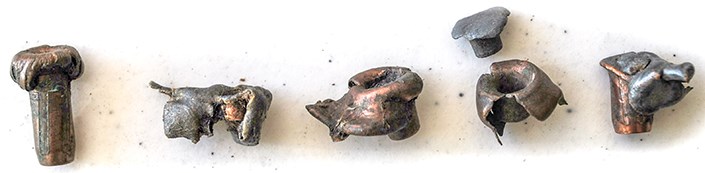 bullet comparison from recovered projectiles showing deformation