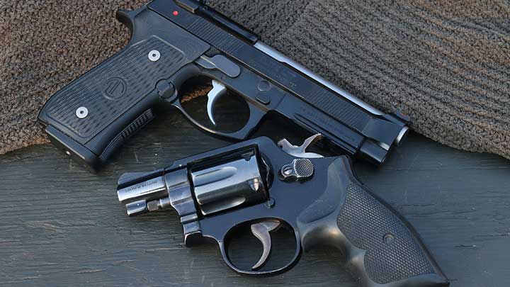Double- and single-action triggered handguns, like the Beretta 92 or revolvers, have different input than striker-fired handguns.