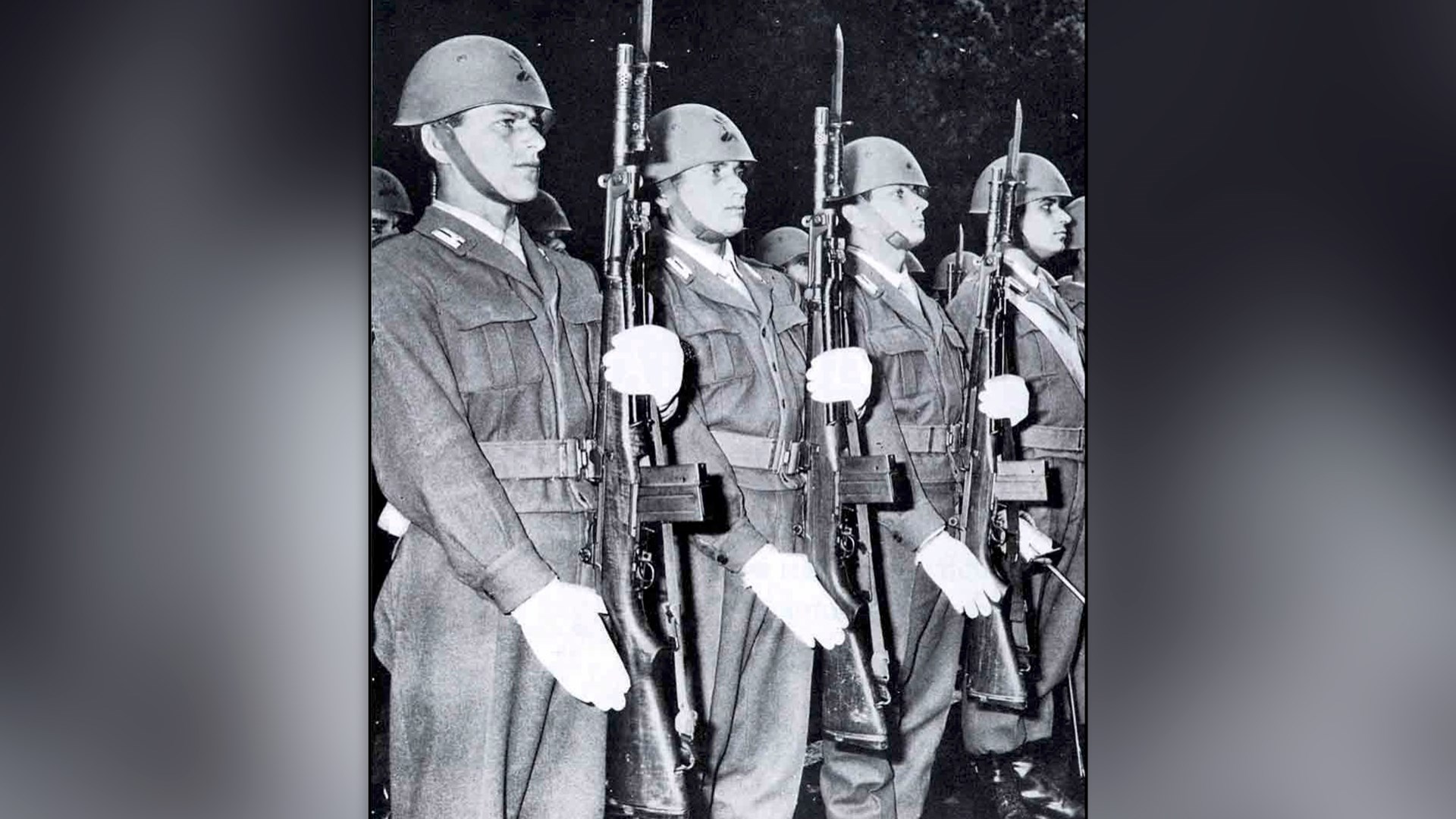 An Italian honor guard armed with BM-59 Ital select-fire rifles in Rome in 1966.