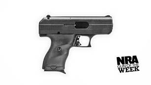 pistol handgun black gun right side text on image noting "NRA GUN OF THE WEEK"