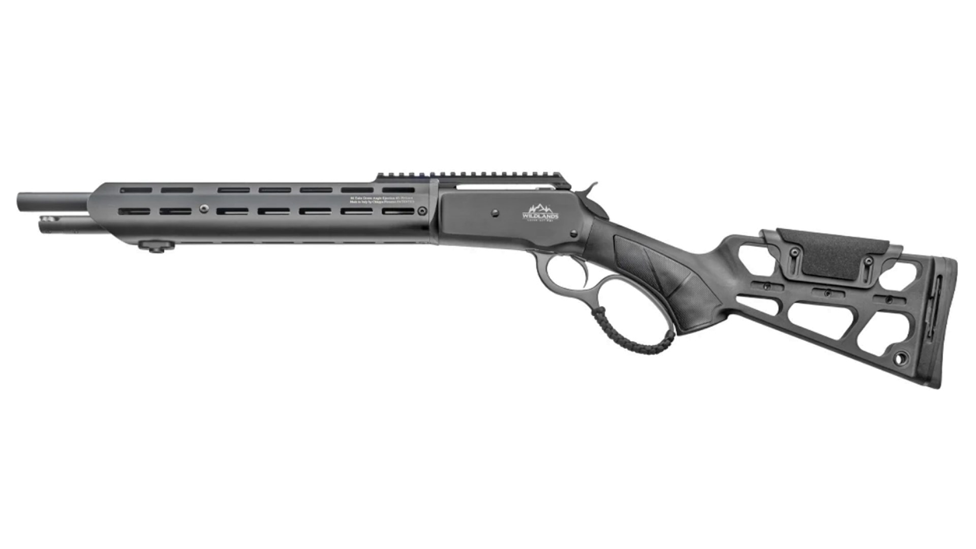 Left side of the Chiappa 86 Wildlands Angled Ejection Takedown lever-action rifle.