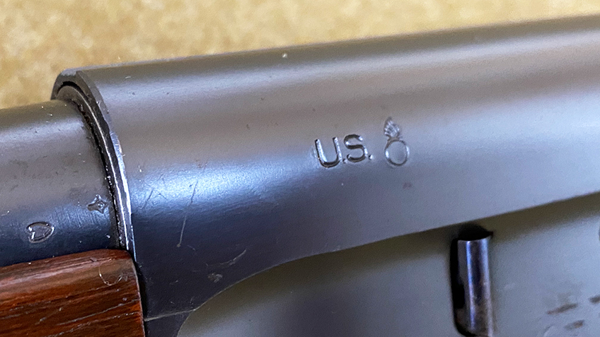The U.S. Ordnance marking on the receiver of the author&#x27;s Remington Model 11 Sportsman.