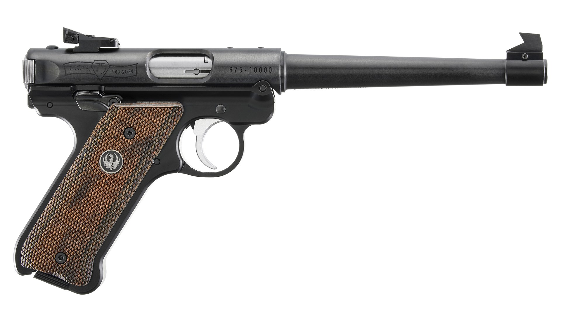 Right side of the Ruger 75th Anniversary Mark IV pistol.