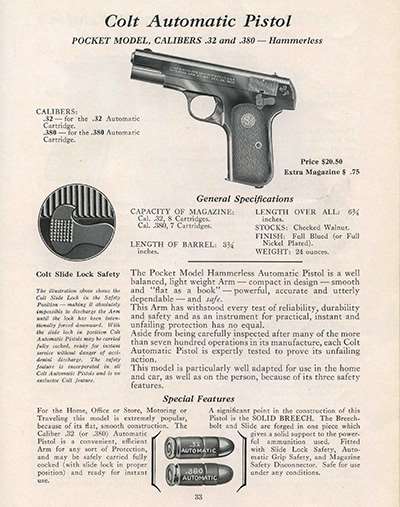 Advertisements for the commercial versions of the Colt .32