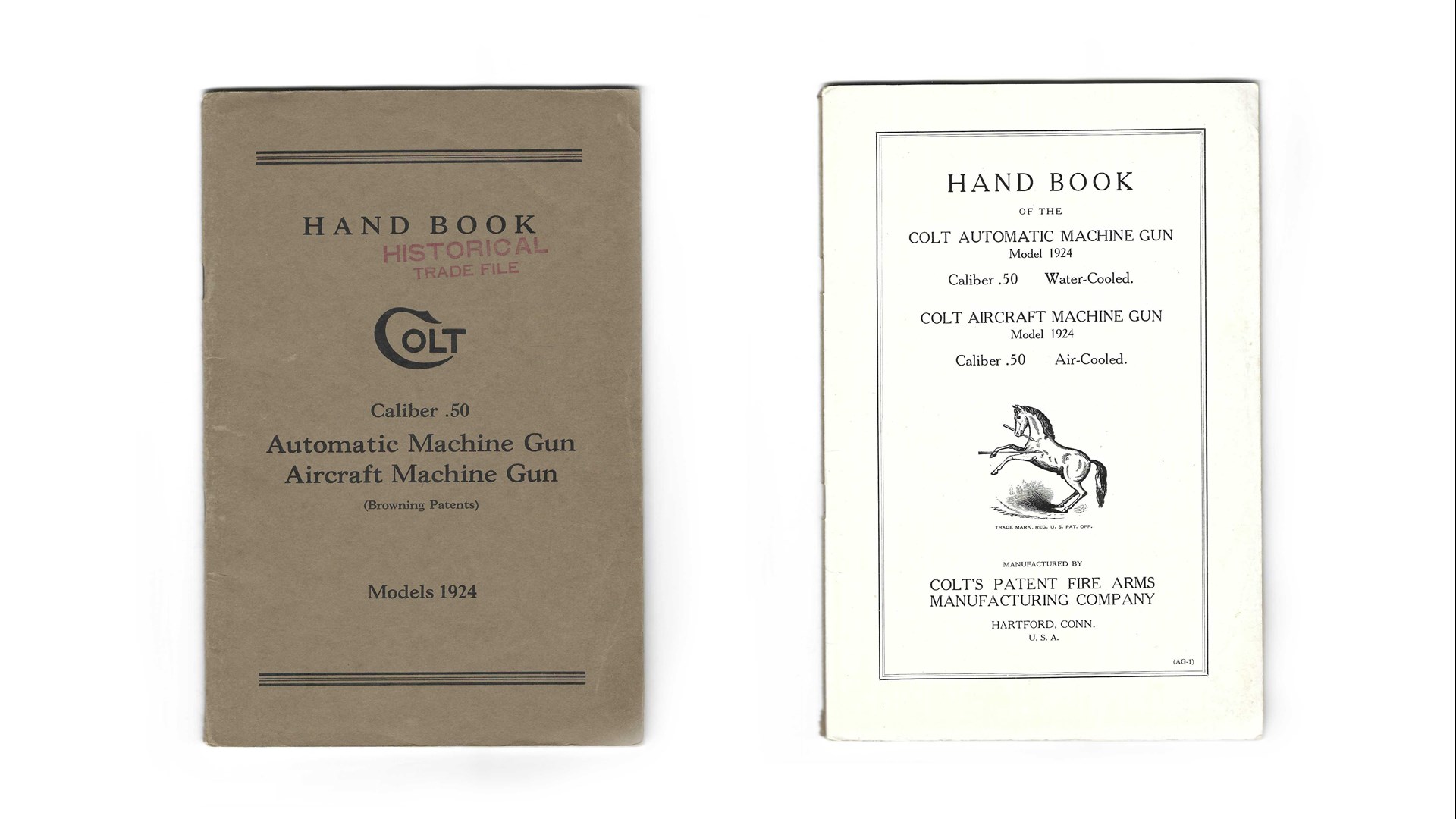 Cover and title page of the Colt Model 1924 Handbook