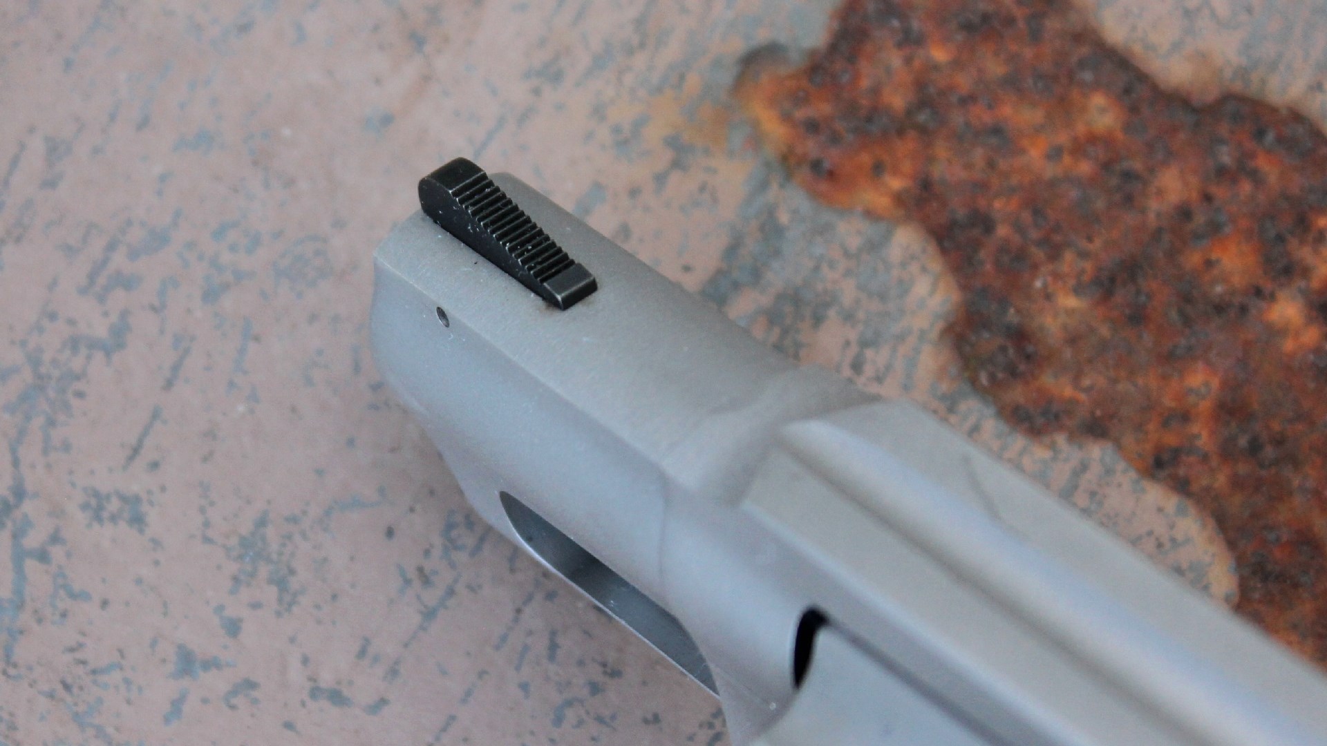 Rear face of the Taurus 605 revolver's front sight.