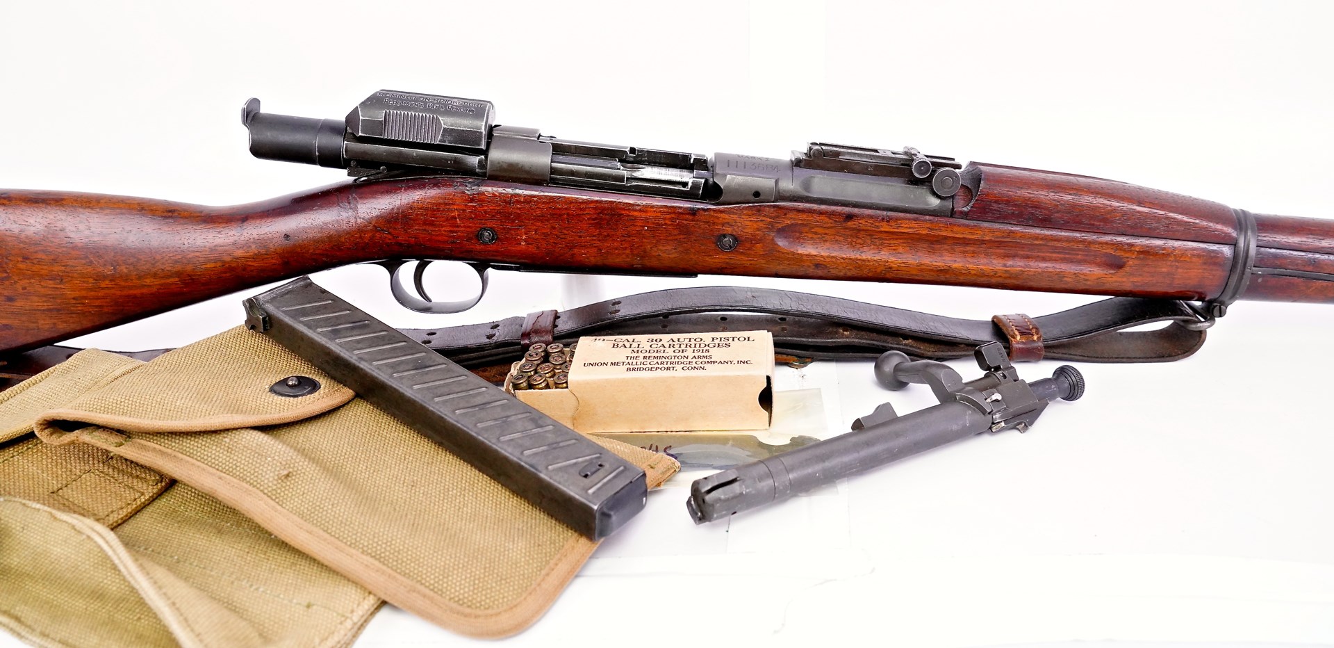 Springfield 1903 Mark I rifle with rare Pedersen Device, magazine and accessories from 1919