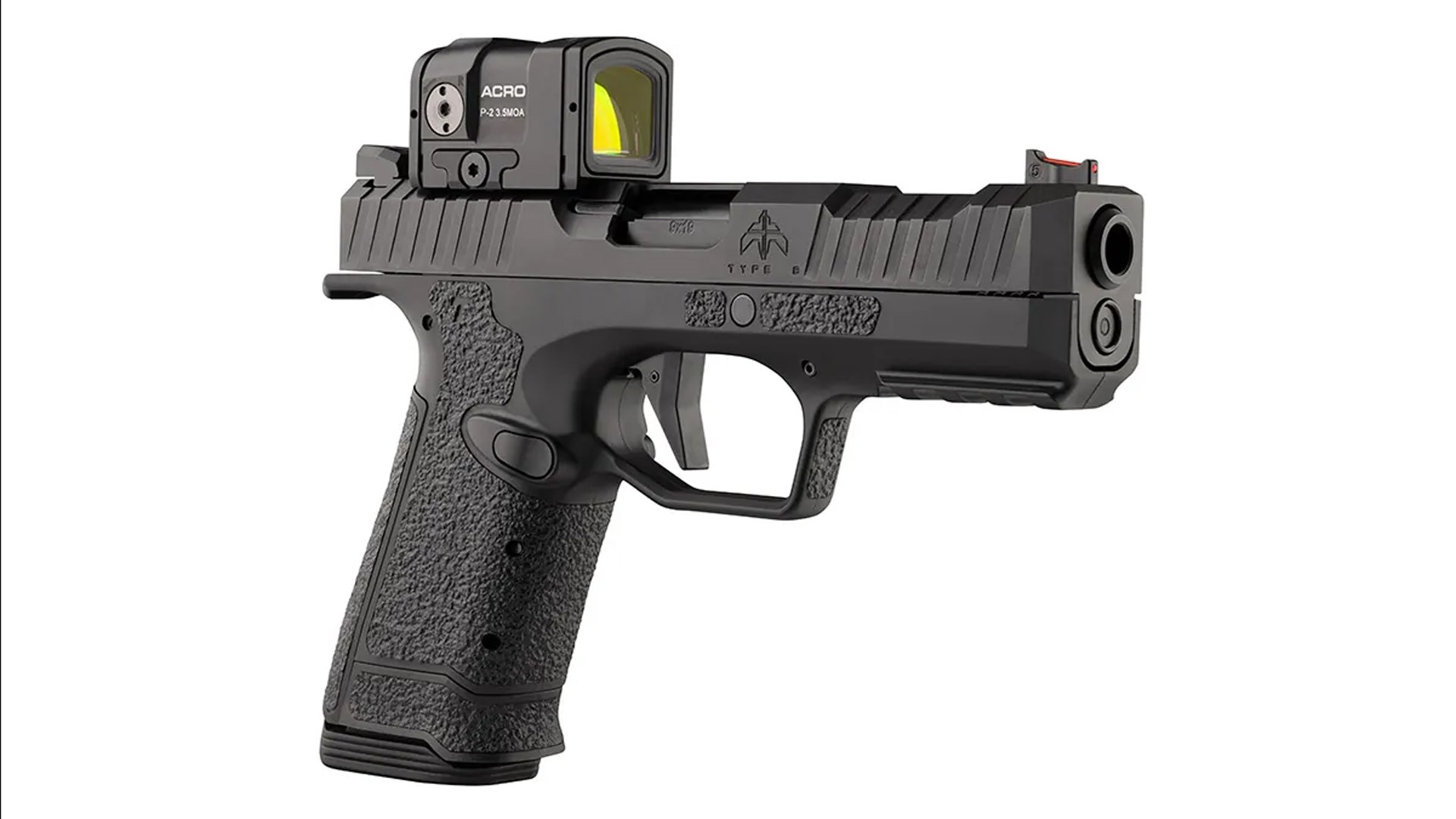 Right side of the PTR Archon Type B shown with a mounted Aimpoint ACRO red-dot sight.