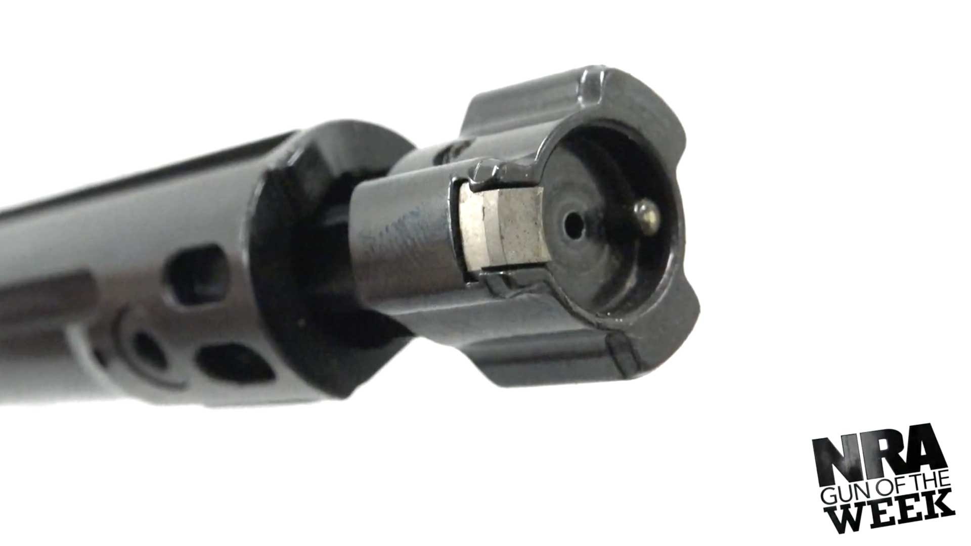 black steel bolt pin cylinder bolt assembly rifle SIG Sauer Cross bolt-action text on image noting "NRA GUN OF THE WEEK"